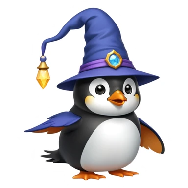 An penguin with a Wizard hat and His Wing in Front of His mouth. This Emoji should BE AS simple and easy to Draw AS possible sticker