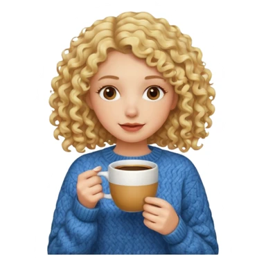 curly blonde woman drink coffe sticker