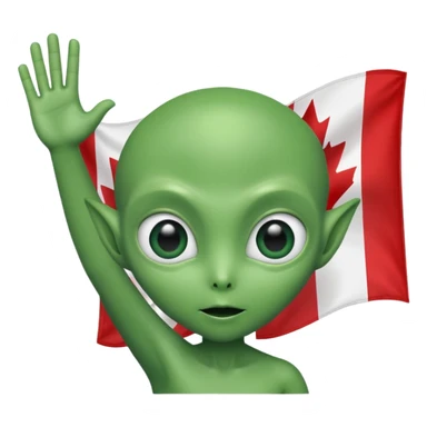 Aliens aluting Canadian flag sticker