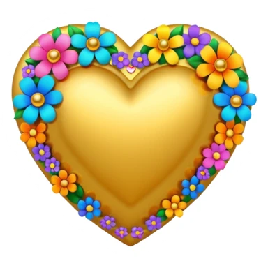 a golden heart studded with flowers sticker