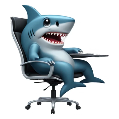 shark sitting at a computer chair sticker