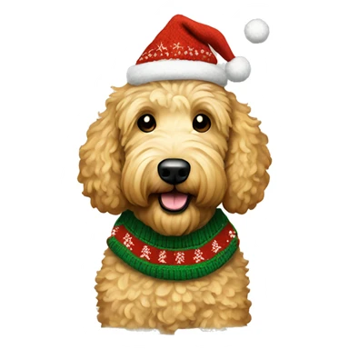 Golden doodle wearing christmas Sweater  sticker