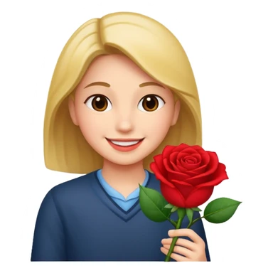 Smilie having a rose  sticker