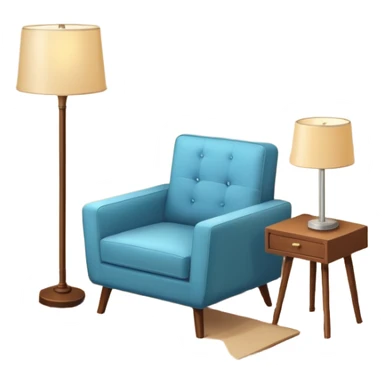 isometric corner of hotel room with floor lamp and modern armchair sticker