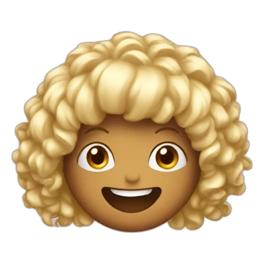 Poo with a blonde wig smiling sticker