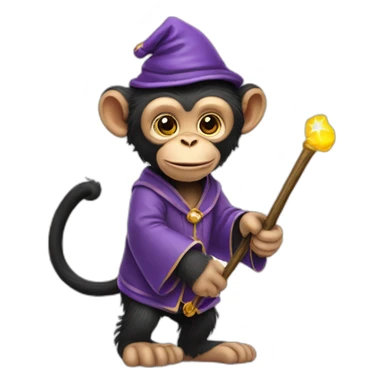Wizard chimpanzee with wand sticker