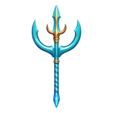 Cyan Poseidon's trident with glitter sticker