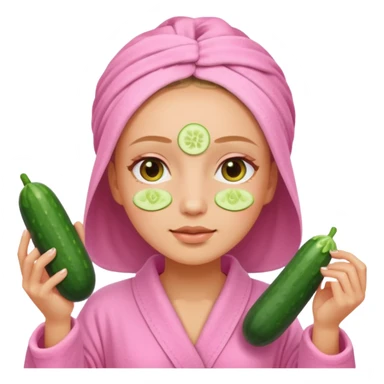 🧖‍♀️this with cucumber on her eyes at a spa and a pink robe sticker