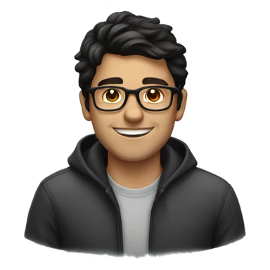 young man, dark hair, glasses, programmer, smiling, spanish skin sticker