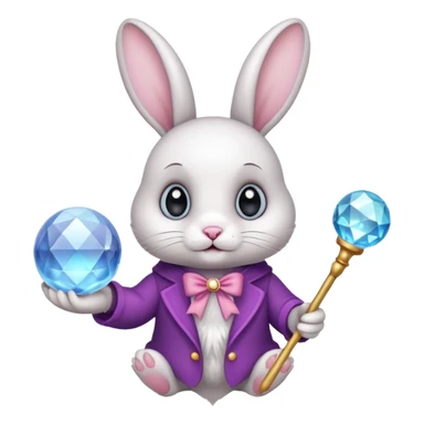 White bunny with wand and with crystal ball sticker