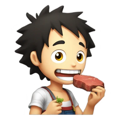 Luffy eat a steak sticker