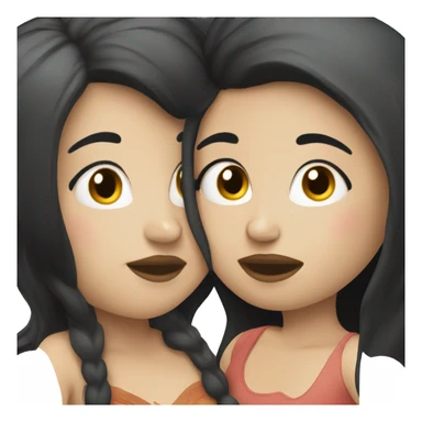 Lesbian women kiss. They have long black hair and white skin color. sticker