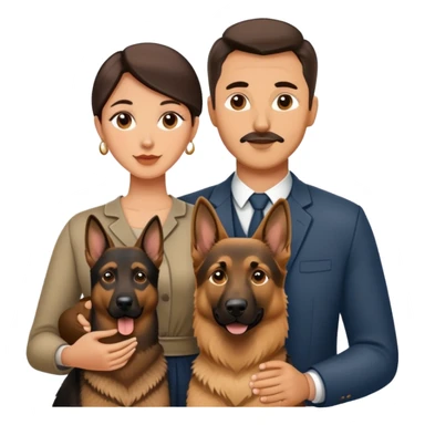 Human Husband and wife with their sable German shepherd  sticker