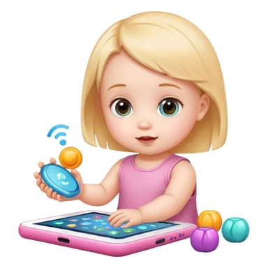 baby girl playing with ai tools  sticker