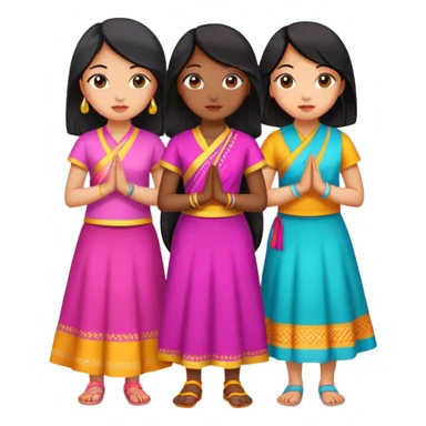 A group of girls taking a group picture. One black girl, 3 East Asian girls, and one Indian girl  sticker