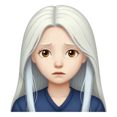Pale girl with long white hair sad sticker