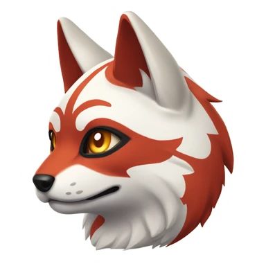 Red and white katsune head frowning sticker