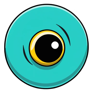 Cartoon eyeball with spiral dizzy effect and stars sticker