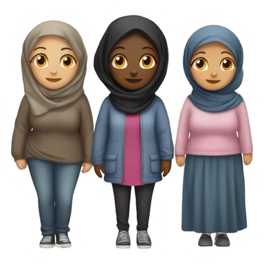 2 fat friends, one with hijab black girl, other with cruls girl  sticker