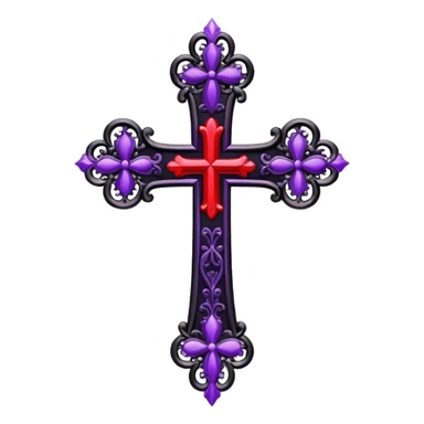 Gothic tall black and red and purple cross with white laces sticker