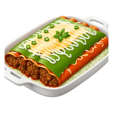 Green rice, Beef enchiladas with red sauce sticker