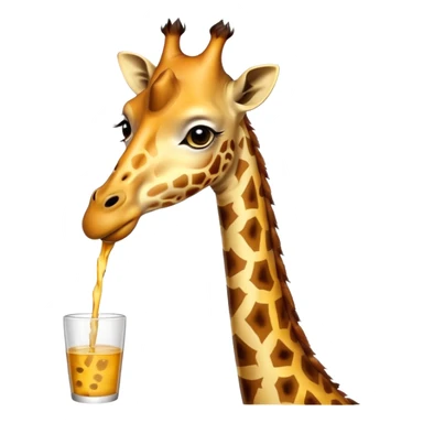 High resolution giraffe lean its neck to drink sticker
