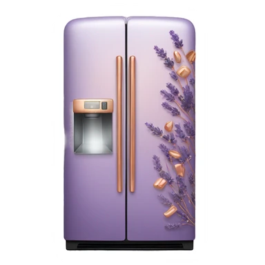 Realistic lavender and copper fridge decorated in rose gold and purple flower pattern. sticker