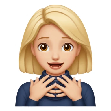 girl joking putting her hands around her neck sticker