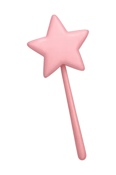 pink star wand, digital illustration sticker