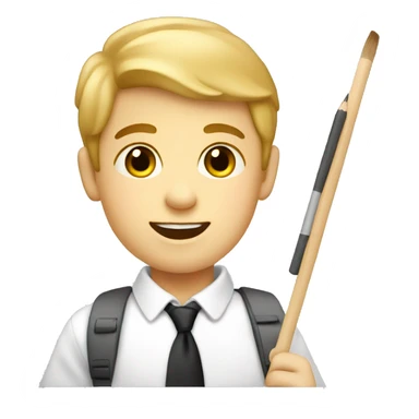 white schoolboy with palette, draws sticker