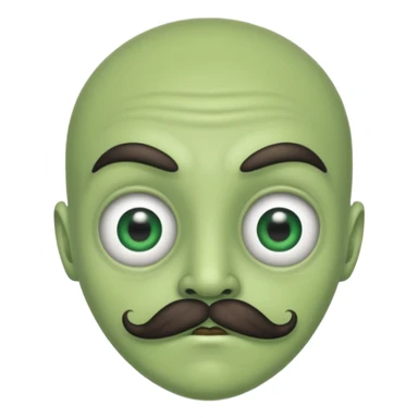 alien with mustache and green body sticker