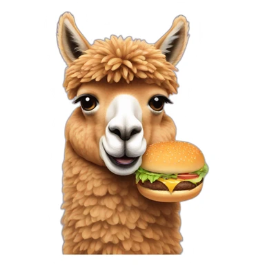 An alpaca eating a burger sticker