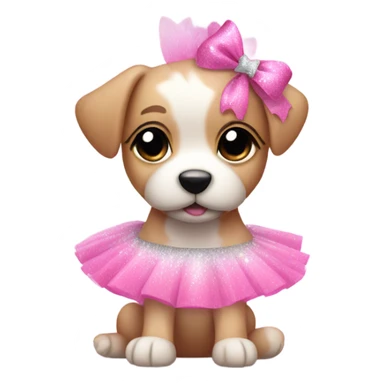 Pink ombre puppy with a tutu and glitter  sticker