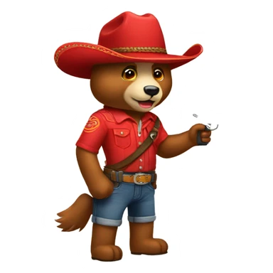 Oso rojo con sombrero de vaquero sticker