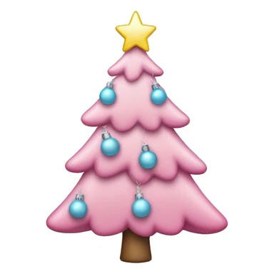Pink Christmas tree with light blue ornaments and a pink star on top  sticker