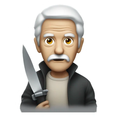 Old scary man holding a knife  sticker