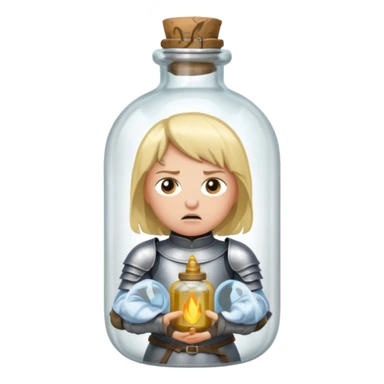 Jeanne d’arc en armure médiévale en colère et enfermée dans un biberon  sticker