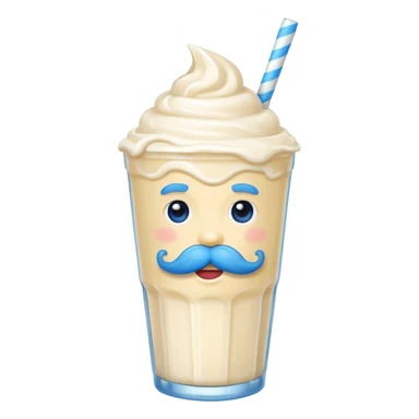 milkshake with blue mustache sticker