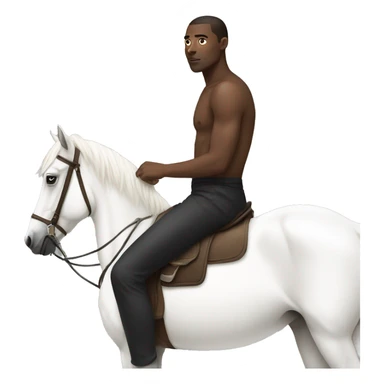 black man sitting on a white horse with no shirt and white pants sticker