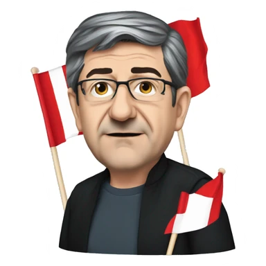 Jean Luc melenchon with a red flag sticker