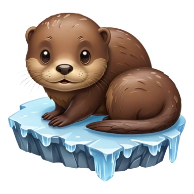 Ice stuck to an otter's body. sticker