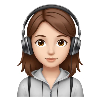 Girl with brown hair with headphones on sticker