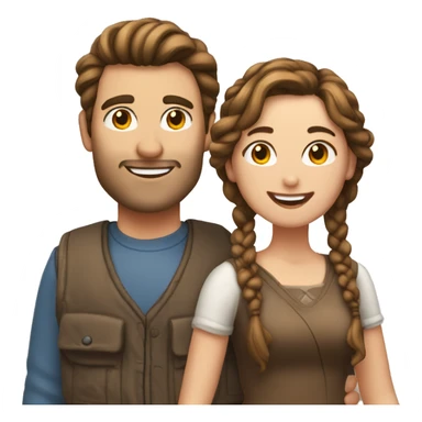 Brown haired man with his brown haired wife with a braid in her hair in love happy sticker
