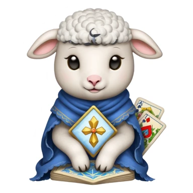 Little lamb with tarot cards sticker