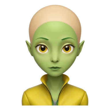 Lady Alien with yellow jacket, Half body, no hair. sticker