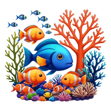 A colorful coral reef with various fish sticker