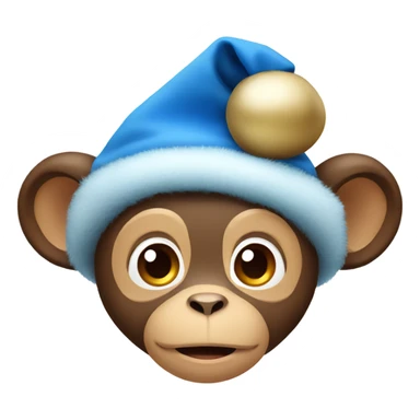 cute monkey with blue Christmas hat sticker