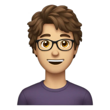 brown haired young men with glasses violently throwing grape sticker