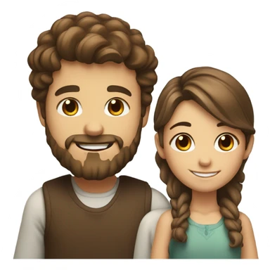 smiling boy with beard and smiling girl with brown hair portrait sticker