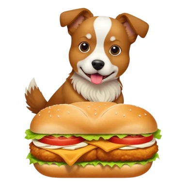 A dog eating a chicken sandwich  sticker